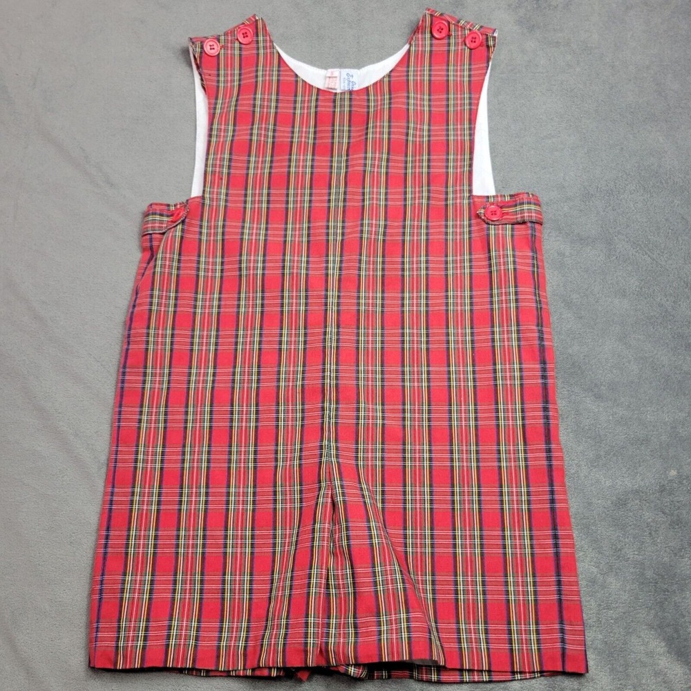 Vintage Oie Express Red Plaid Romper L Polyester/Cotton Blend